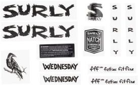Surly Surly Wednesday Frame Decal Set - Black, with Crow 