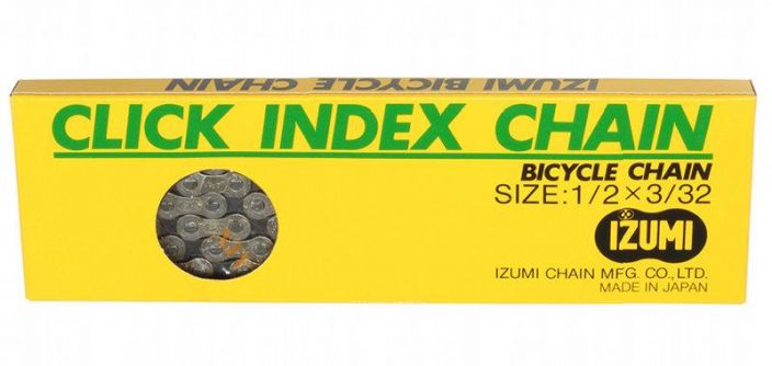Izumi Click Index Silver/ Black Narrow Japanilainen laatuketju. Kestava ja hiljainen ketju. 1/2×3/32&quot; 116 lenkkia Hopea