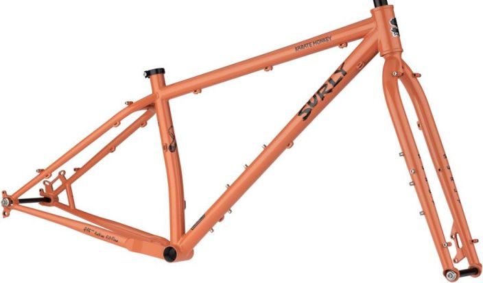 Surly Karate Monkey Frameset - 27.5&quot;, Steel, Peach Salmon Sundae